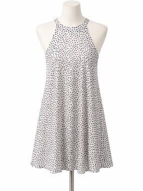 BETSEY JOHNSON Dress Black & White Polka Dot A-line Lined Sleeveless